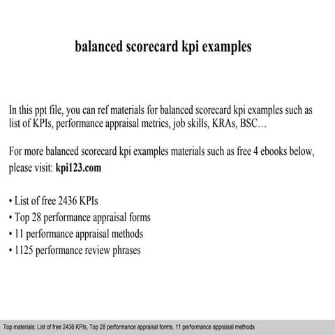 Balanced scorecard kpi examples
