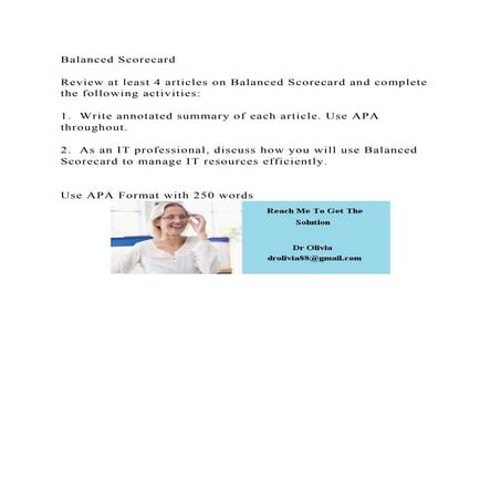 Balanced ScorecardReview at least 4 articles on Balanced Scoreca | DOCX