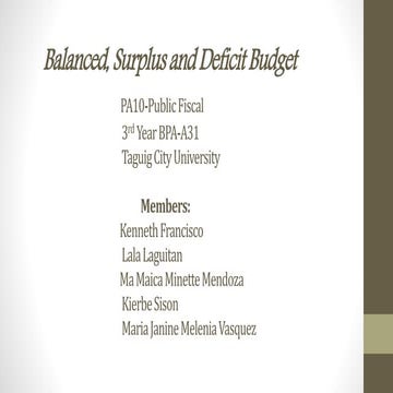 Balanced Surplus and Deficit Budget