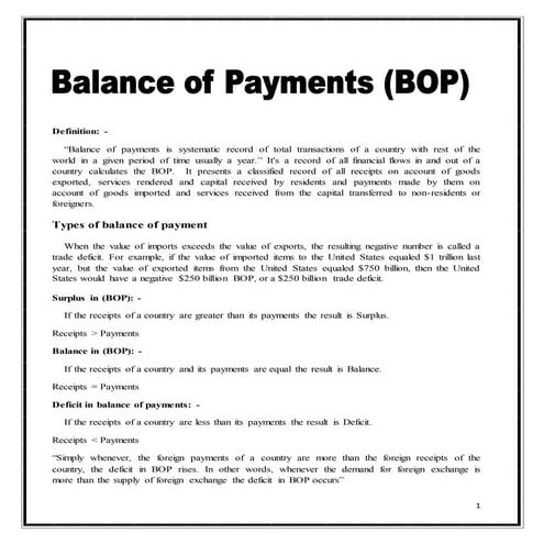Balance of Payments
