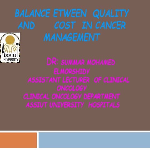 Balance etween  quality and cost