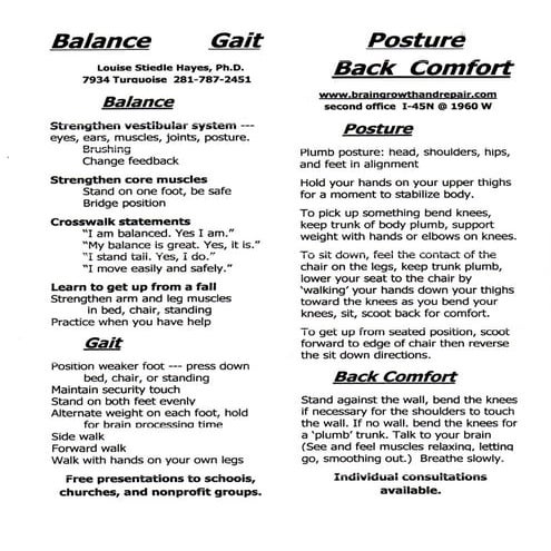 Balance,Gait, Posture, Back Comfort