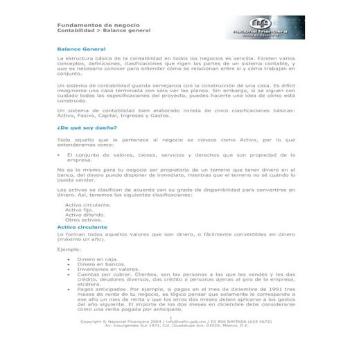 Clasificación del balance general | PDF