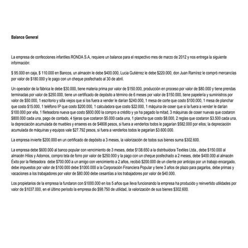 Balance general ronda s.a