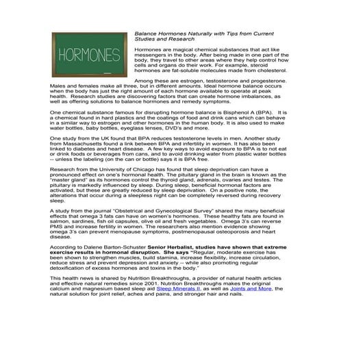 Balance Hormones Naturally with Tips from Current Studies