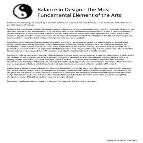 Balance in design the most fundamental element of the arts | PDF