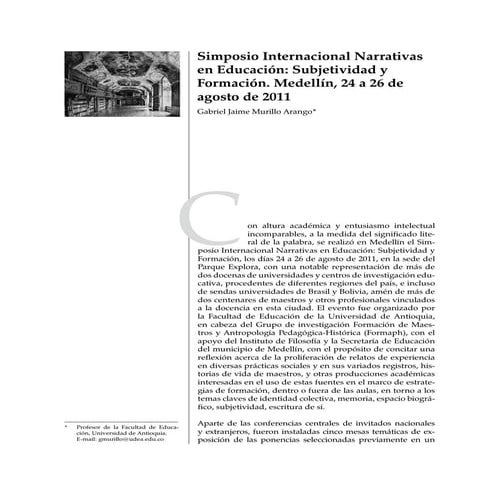 Balance i simposio internal. narrativas, ago 2011