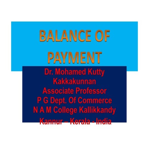 Balance of payment