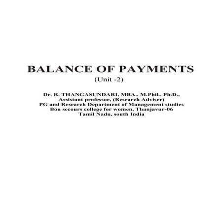 Balance of payment
