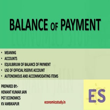Balance of payment