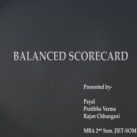 Balance scorecard costing - Rajan Chhangani