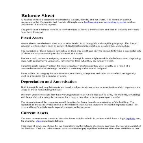 Balance sheet