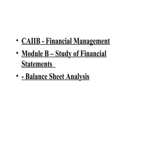 Balance sheet analysis