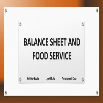 Balance sheet and food service