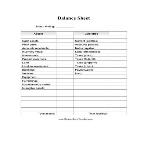 Balance sheet blank format 
