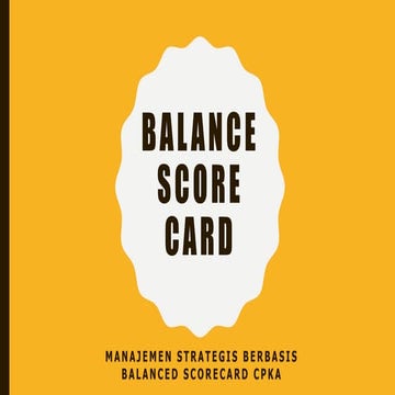 BSC (Balance Scorecard) Strategic Management | PPTX