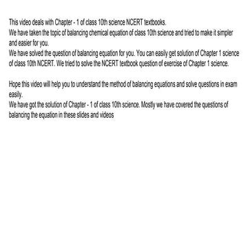 Balancing chemical equations - NCERT textbook question of exercise