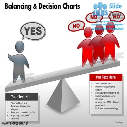 Balancing decision see saw  charts powerpoint presentation slides.