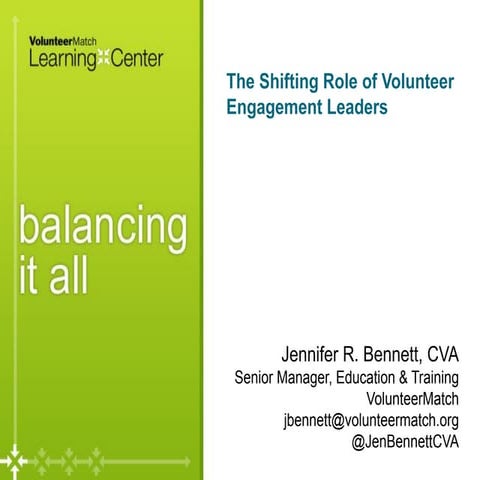 Balancing it all: The Shifting Role of Volunteer Engagement Leaders