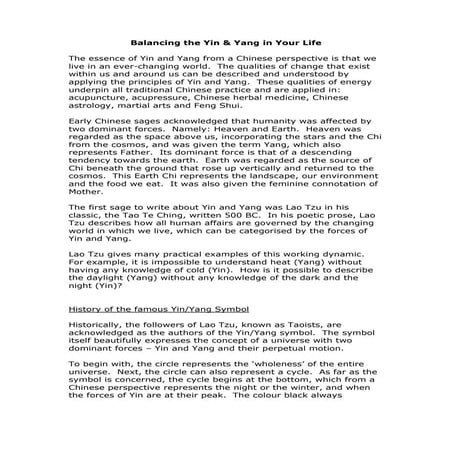 Chinese philosophy and the applications of Yin Yang and the Five ...