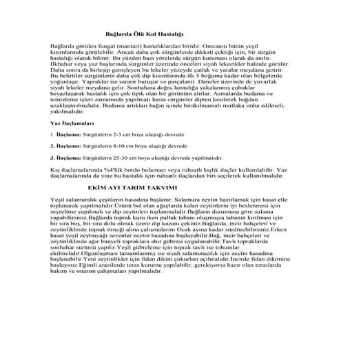 Bağlarda ölü kol hastalığı