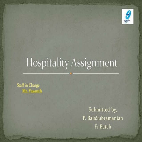 Hospitality - Food and Beverage