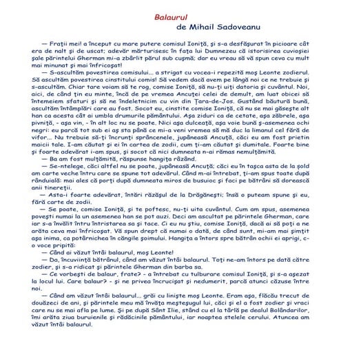 „Balaurul” de Mihail Sadoveanu