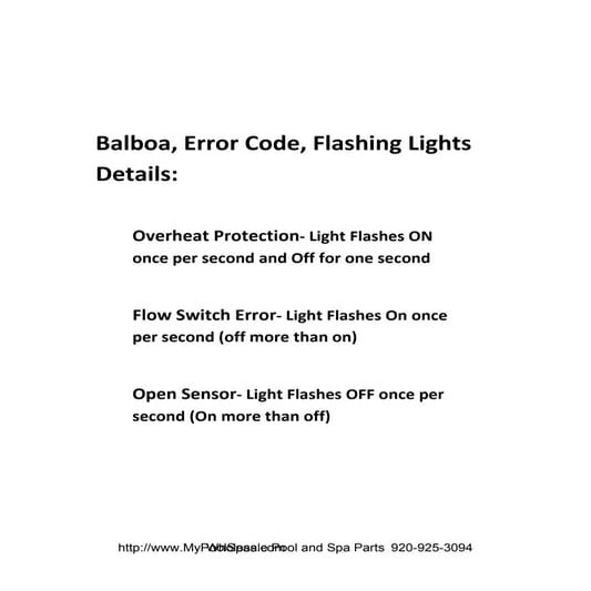 Balboa flashing light errors PDF