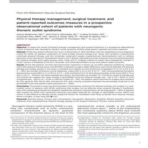Balderman2019 thoracic outlet syndrome