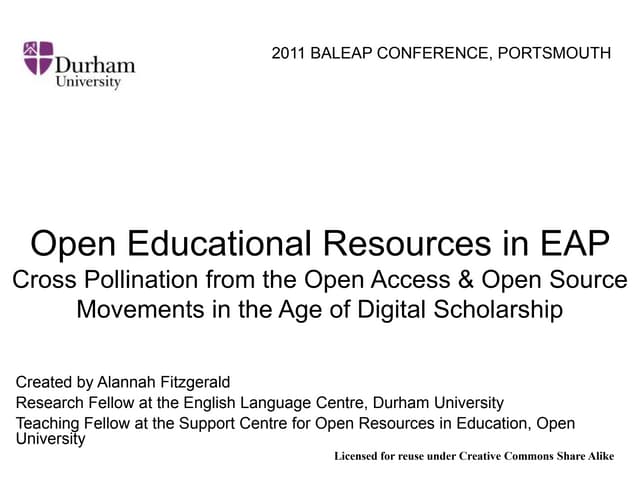 Open Educational Resources in EAP: Cross Pollination from the Open Access & O...