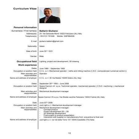 Ballarin giuliano cv_en | PDF