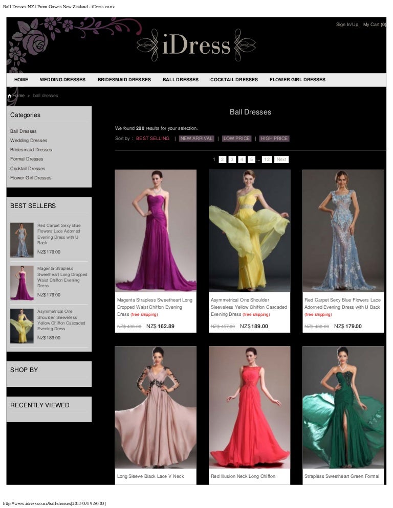Ball dresses nz prom gowns new zealand idress.co.nz