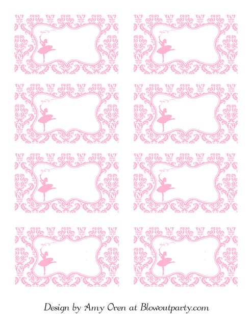 Ballerina party free printable nametags PDF