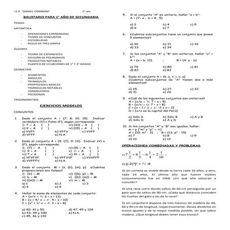 Balotario de ejercicios de matemática