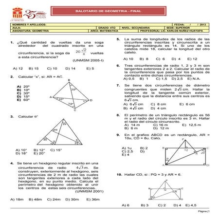 Balotario de geometria seleccion final 2013