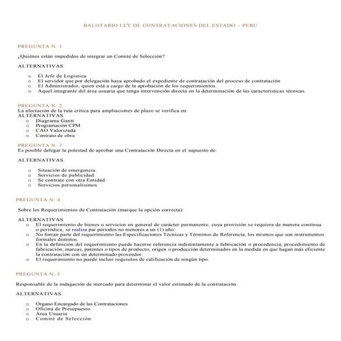 Balotario ley de contrataciones del estado - 2017 D. L.  N°