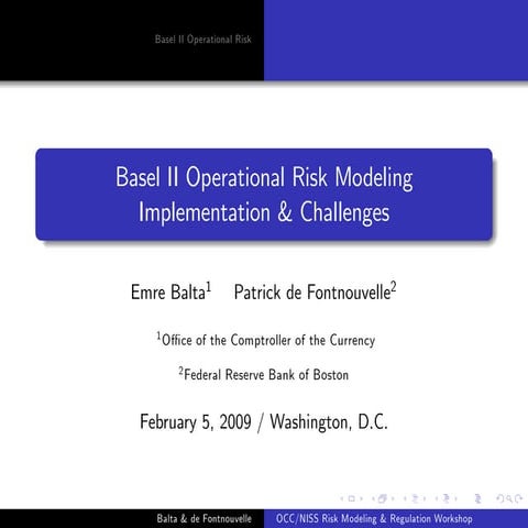 Operational Risk Management Under Basel II & Basel III | PPT