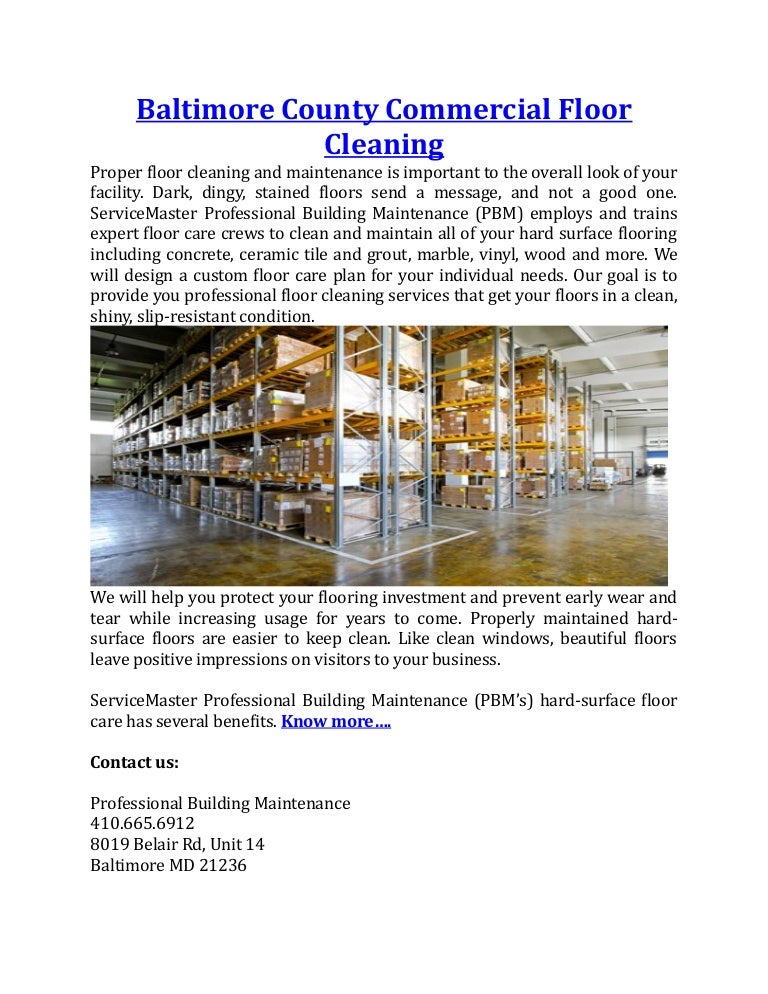 Baltimore County Commercial Floor Cleaning