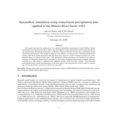 Streamflow simulation using radar-based precipitation applied to the Illinois...