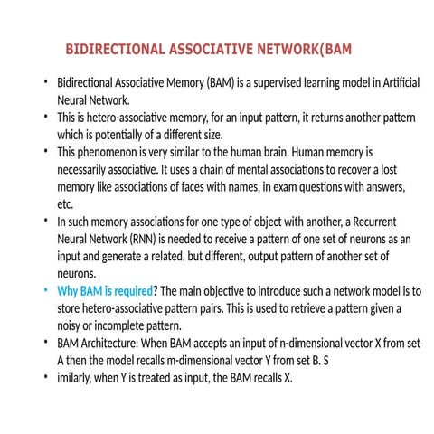 Understanding Bidirectional Associative Memory (BAM) in Neural Networks ...