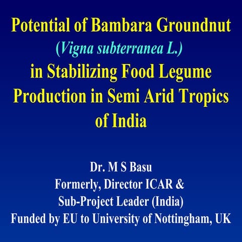 Bambara Groundnut Potential in SAT Region of India