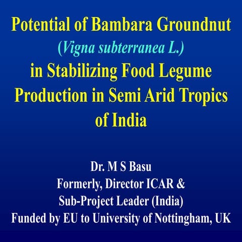 Bambara Groundnut Potential in SAT Region of India