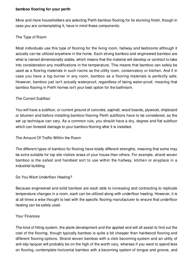 Bamboo Flooring For Your Perth Home