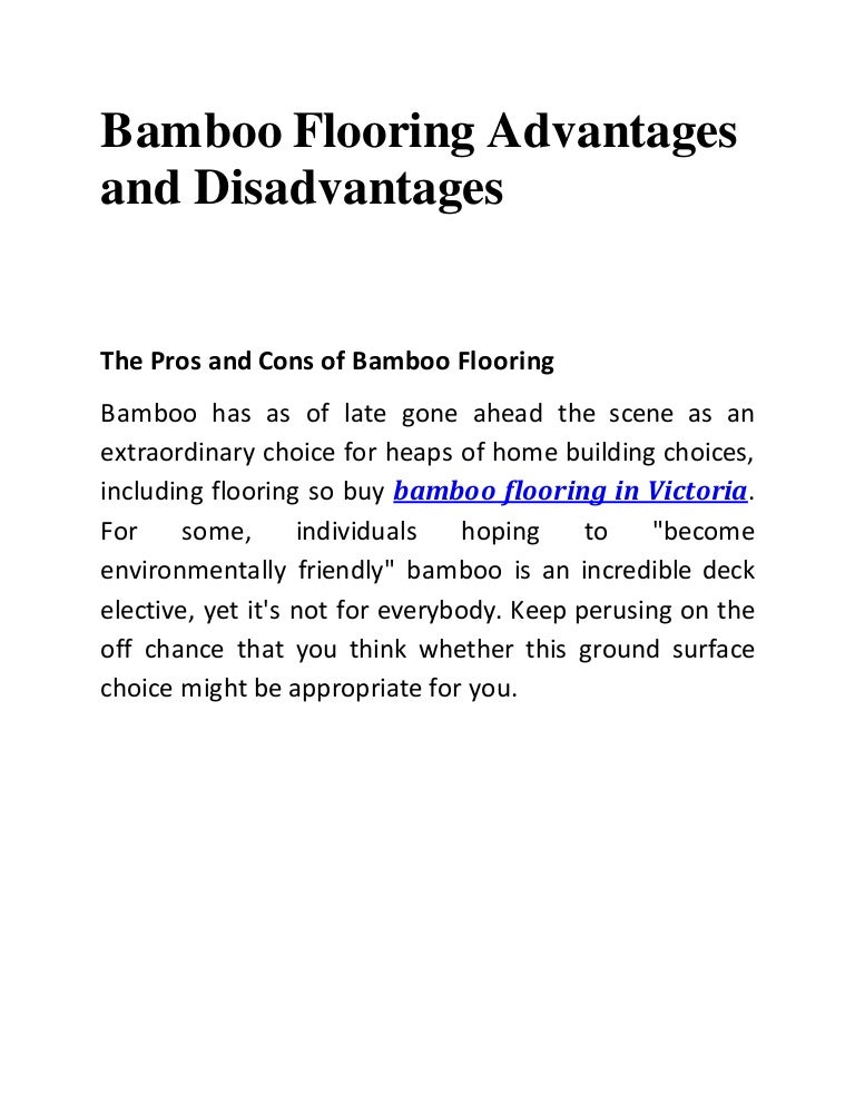 Bamboo Flooring Advantages And Disadvantages
