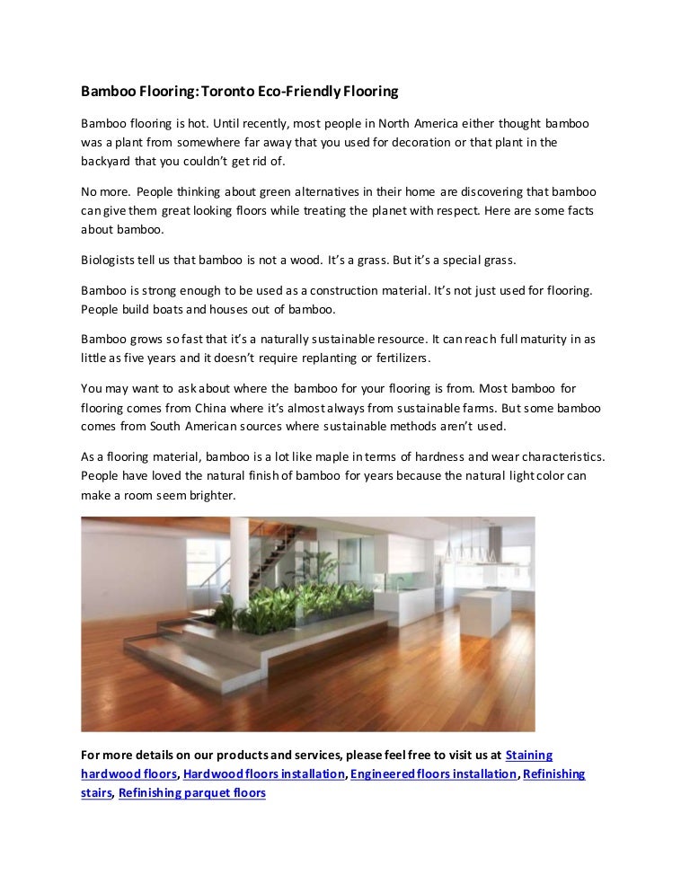 Bamboo Flooring Toronto Eco Friendly Flooring