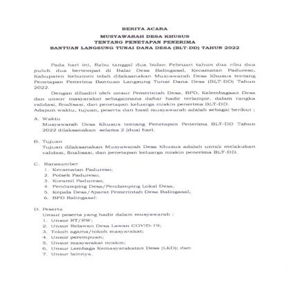 BERITA ACARA MUSDESSUS