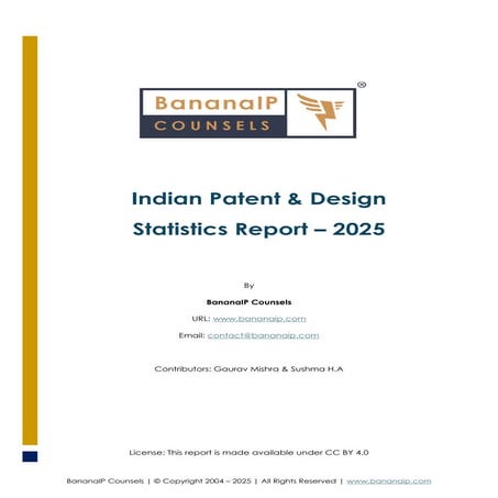 BananaIP's Indian Patent and Design Statistics Report - 2025