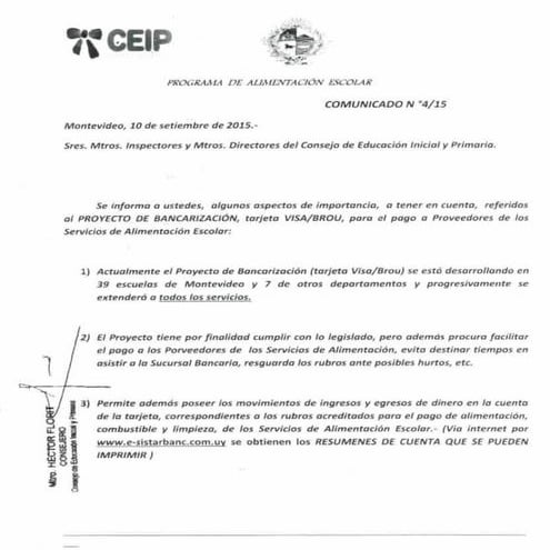 Bancarización, comunicado 4 15