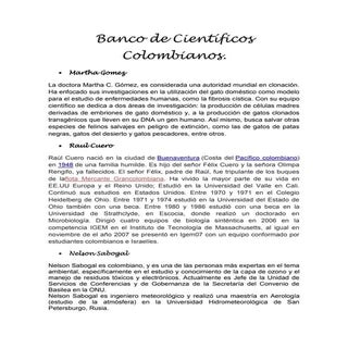 Banco de científicos  colombianos
