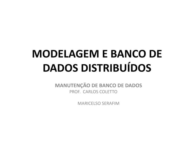 Banco de dados distribuídos mnt bd